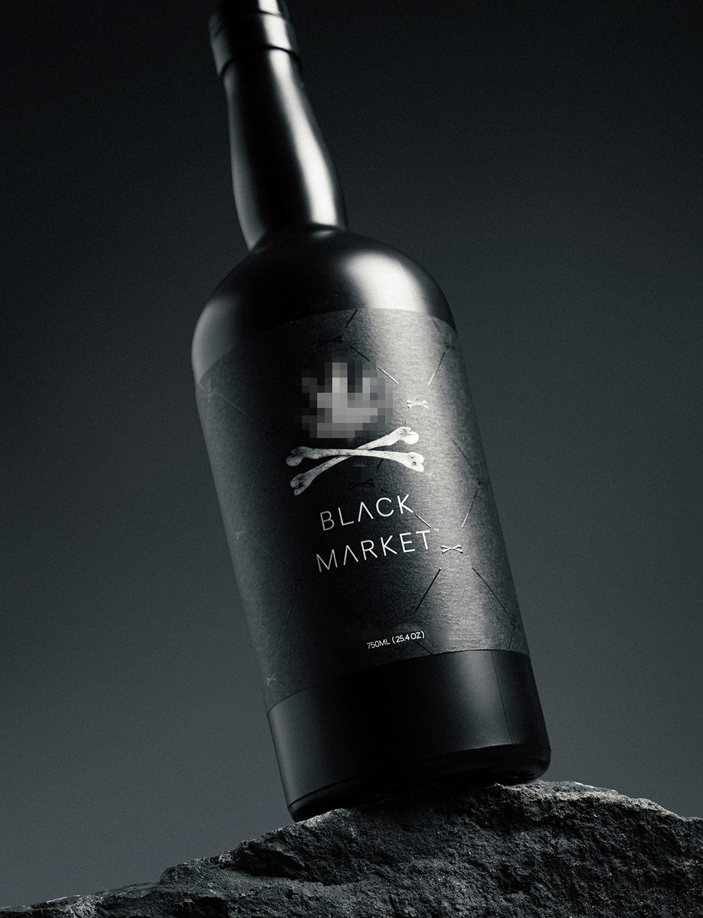 Product view 2 - Tilted bottle on rock